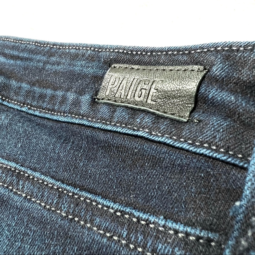 ❌SOLD❌ Paige Edgemont Exposed Double Zipper Jeans, Dark Blue Denim sz 28 Peyton - Picture 16 of 17